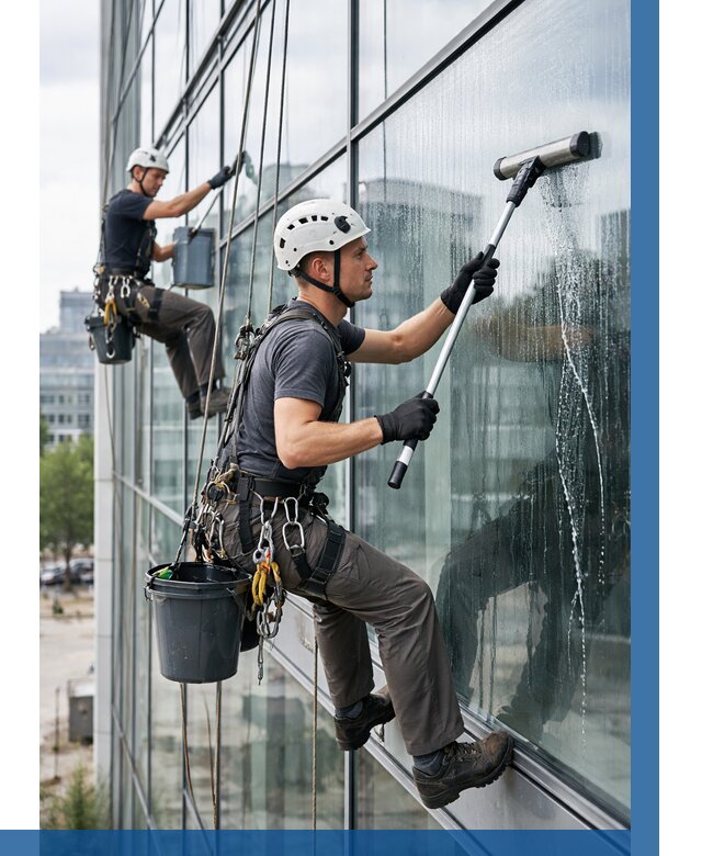 Мойка витражей альпинистами в Дубне от 715 р. под ключ|ВЫСОТНИК-Дбн