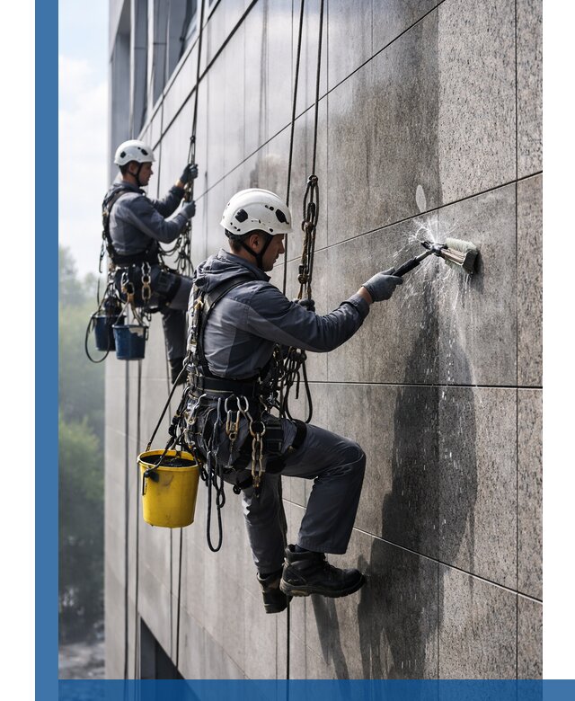 Профессиональная мойка фасада из керамогранита в Дубне