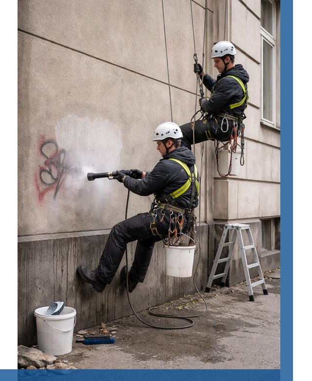 Удаление граффити с фасада в Дубне от 4594 р. | ВЫСОТНИК-Дбн