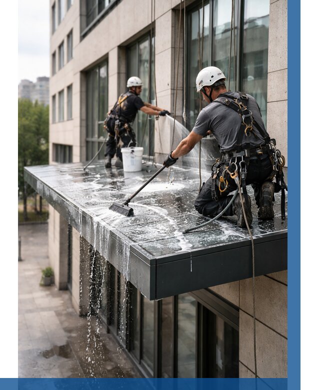 Мойка козырьков и навесов в Дубне от 3573 р. | ВЫСОТНИК-Дбн