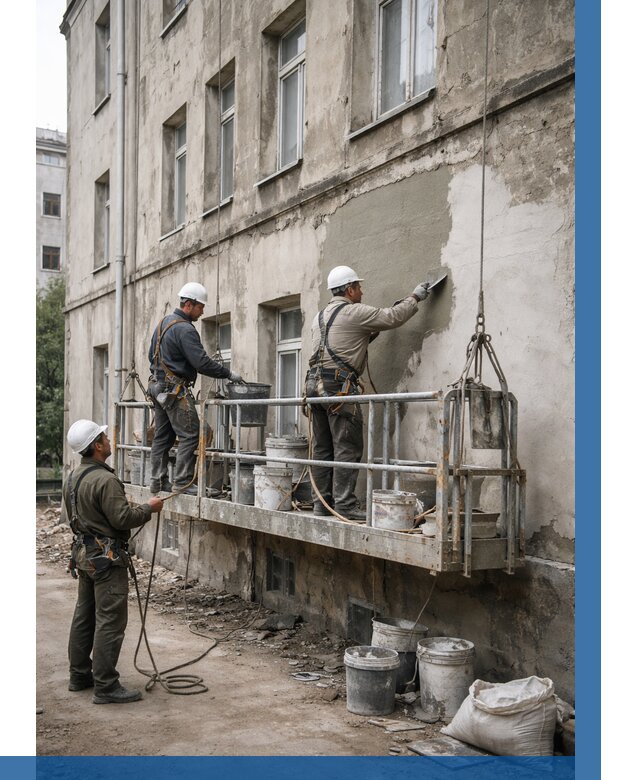 Капитальный ремонт фасада в Дубне от 4288 р. | ВЫСОТНИК-Дбн