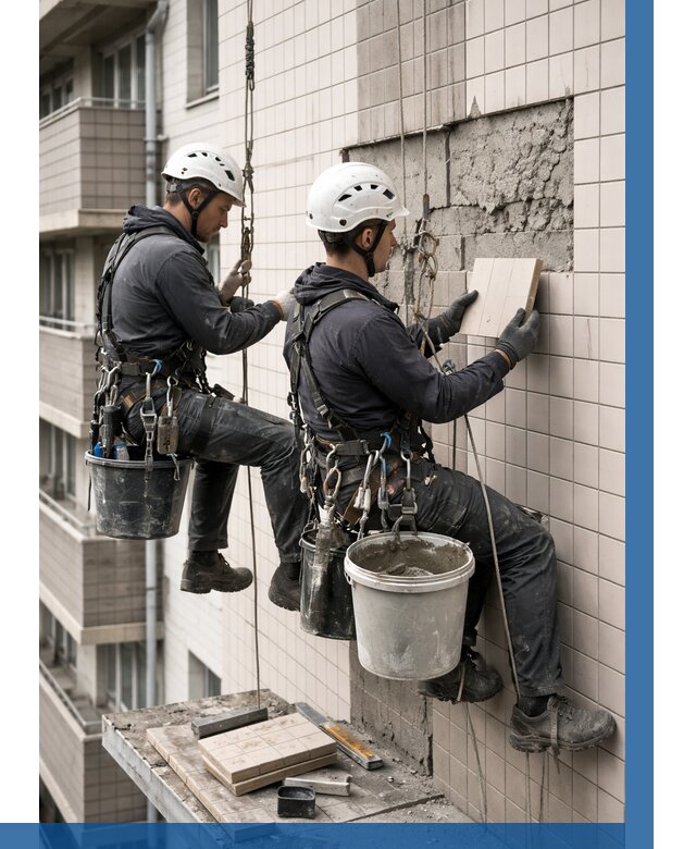 Ремонт облицовки фасада плиткой в Дубне от 1838 р. | ВЫСОТНИК-Дбн