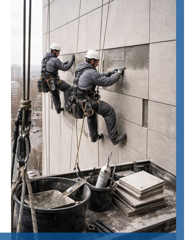 Ремонт фасада из керамогранита в Дубне от 2552 р. | ВЫСОТНИК-Дбн