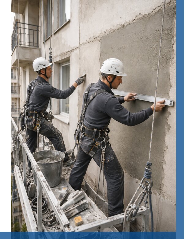 Штукатурка фасада на высоте в Дубне от 919 р. | ВЫСОТНИК-Дбн