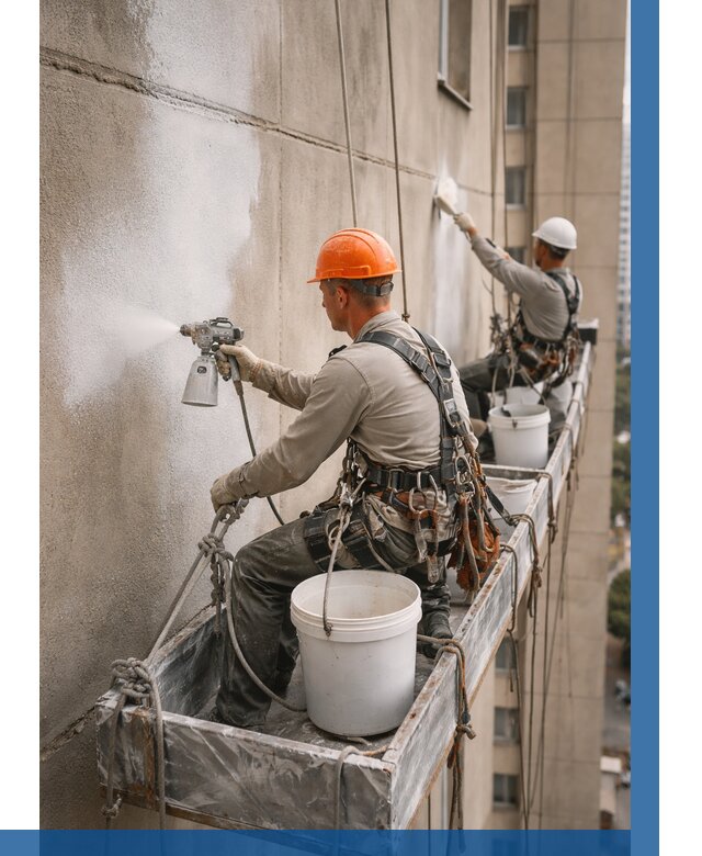 Грунтовка фасада на высоте в Дубне от 123 р. | ВЫСОТНИК-Дбн