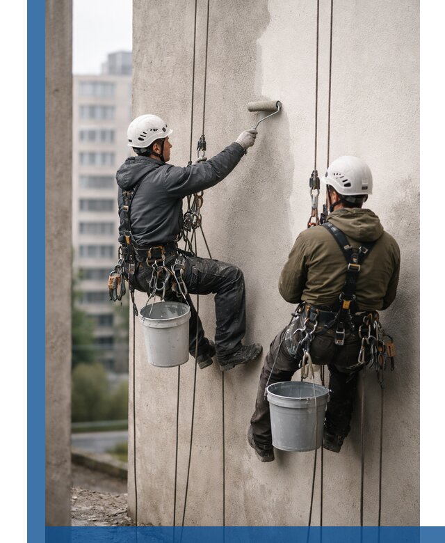 Покраска фасадов высотными альпинистами в Дубне с гарантией