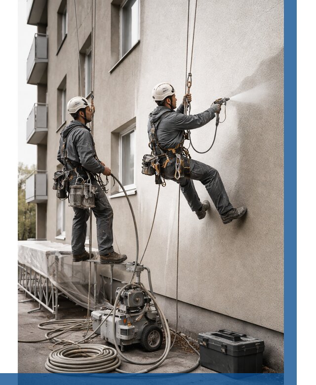 Безвоздушная покраска фасада в Дубне от 225 р/м² | ВЫСОТНИК-Дбн