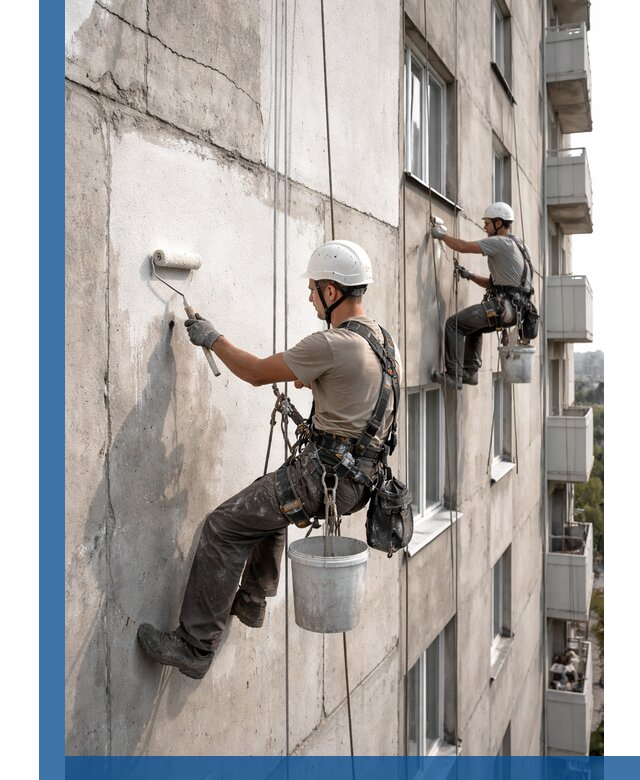 Покраска бетонного фасада в Дубне для жилых и промышленных объектов