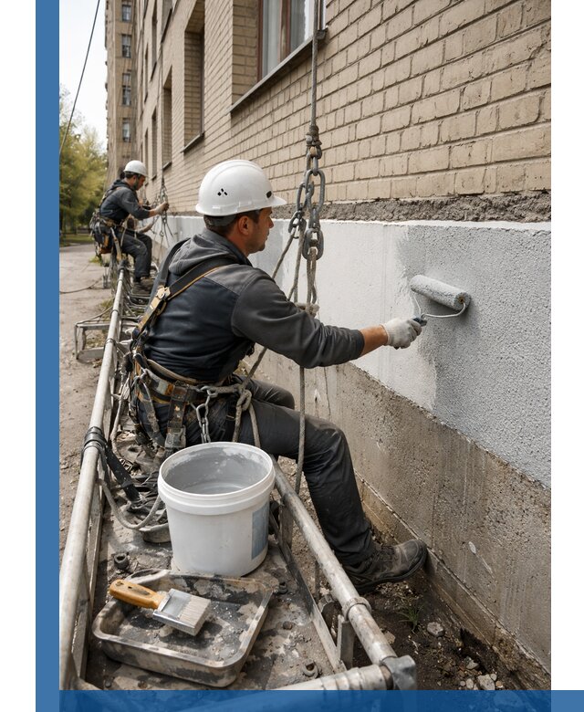 Окраска цоколя здания в Дубне профессионально и надежно