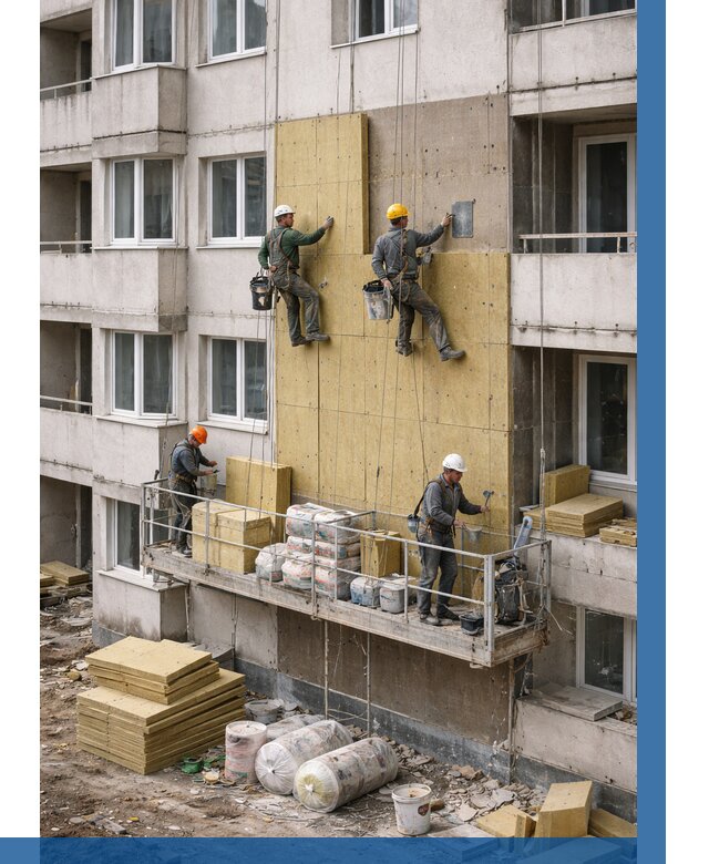 Утепление фасада минватой в Дубне от 1531 р. | ВЫСОТНИК-Дбн