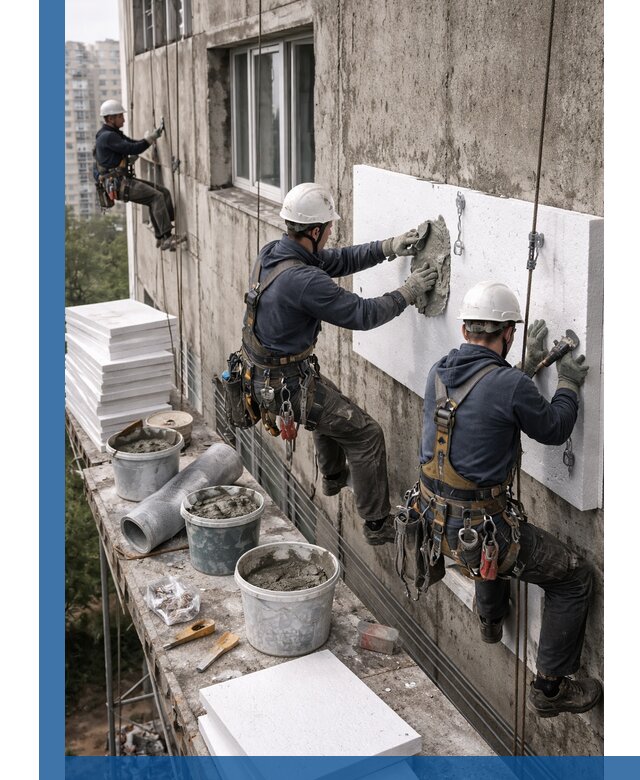 Утепление фасада пенополистиролом в Дубне под ключ