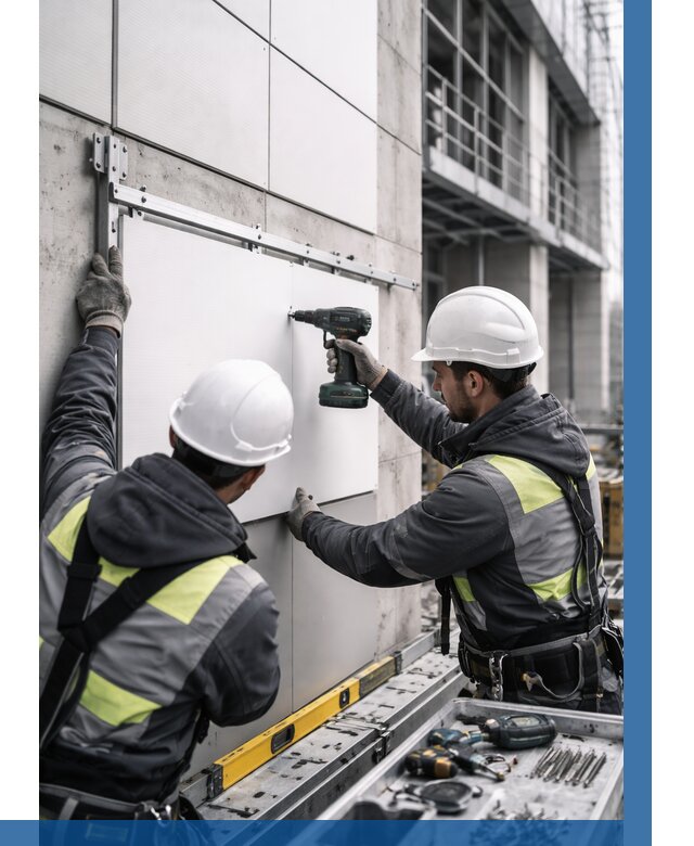 Монтаж композитных панелей фасада в Дубне от 2552 р. | ВЫСОТНИК-Дбн