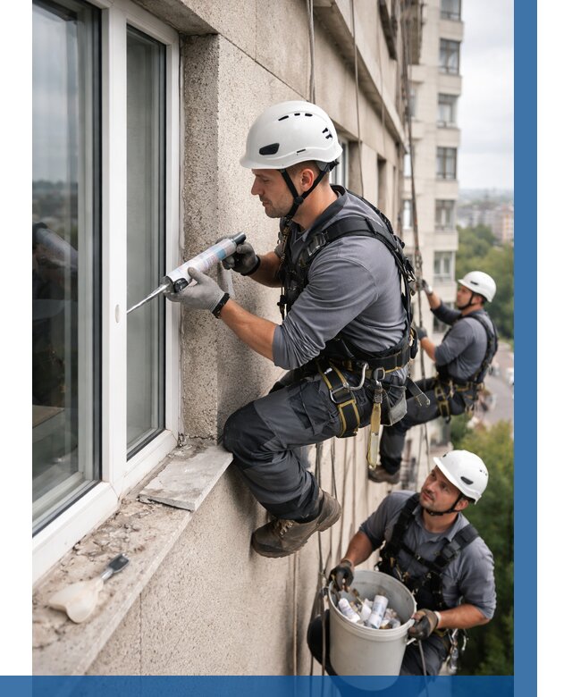 Герметизация оконных швов снаружи в Дубне от 1531 р. | ВЫСОТНИК-Дбн