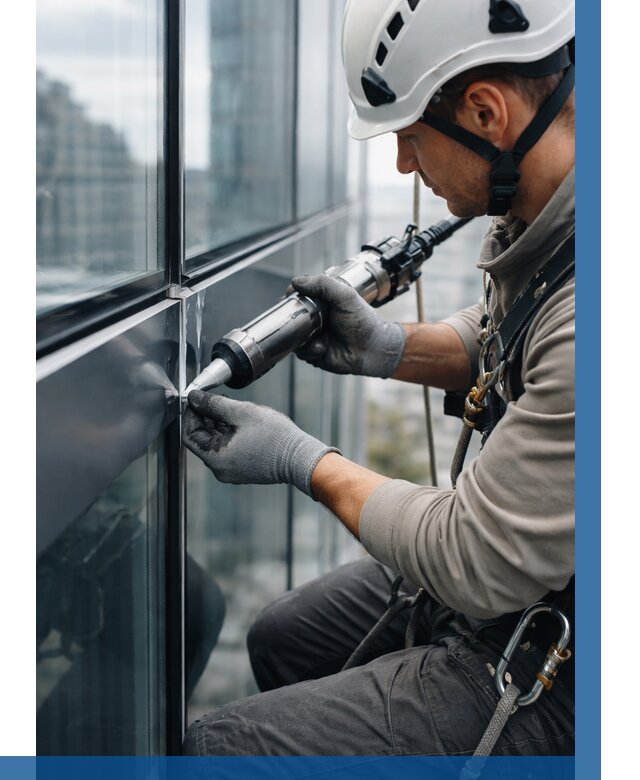 Герметизация стыков витража в Дубне от 1225 р. | ВЫСОТНИК-Дбн