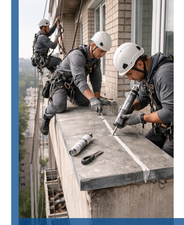 Герметизация балконного козырька в Дубне профессионально