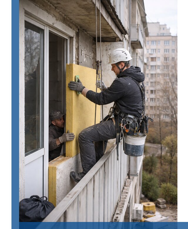 Профессиональное утепление балкона снаружи в Дубне под ключ