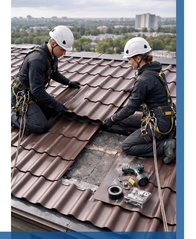 Ремонт металлочерепицы на крыше в Дубне от 919 р. | ВЫСОТНИК-Дбн