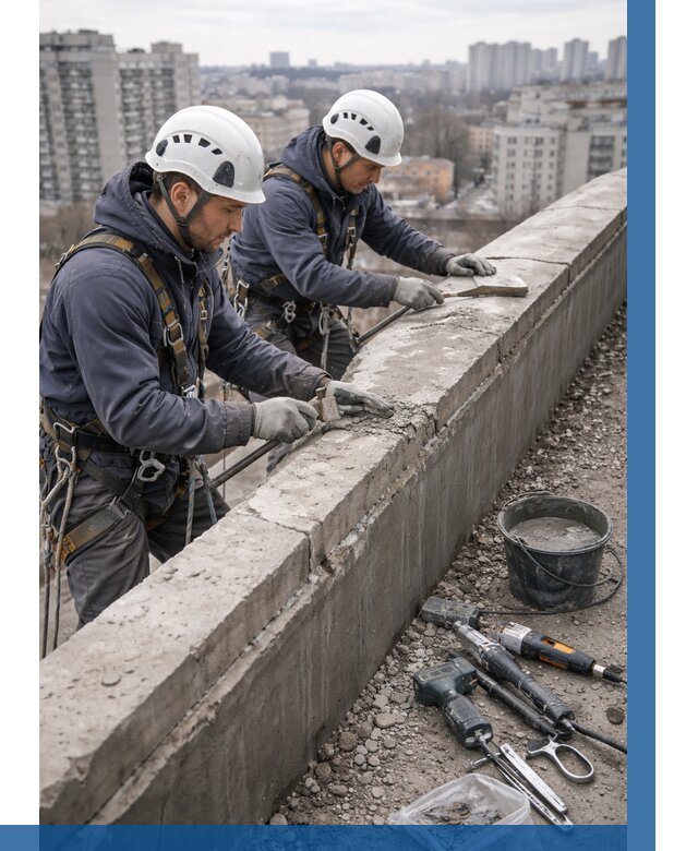 Ремонт парапета на кровле в Дубне от 1531 р. | ВЫСОТНИК-Дбн