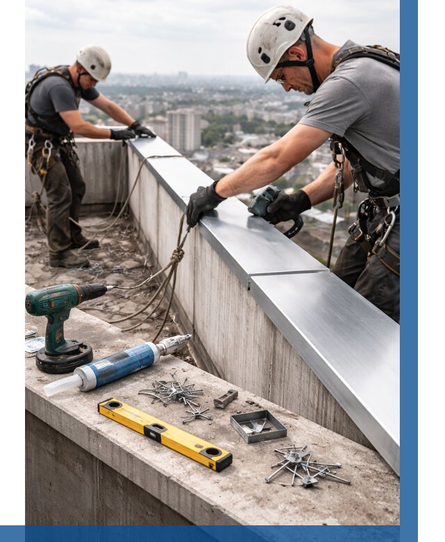 Монтаж парапетных крышек в Дубне от 817 р. | ВЫСОТНИК-Дбн