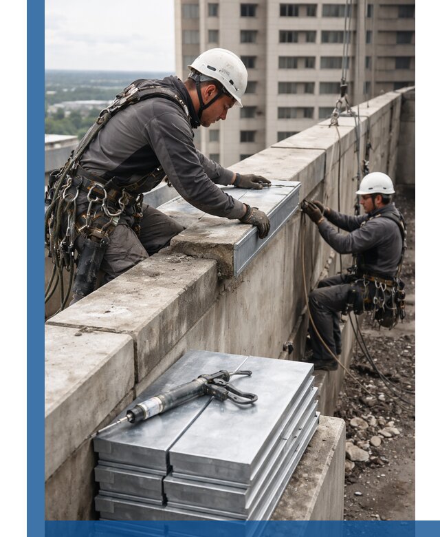 Замена парапетных крышек и установка новых в Дубне