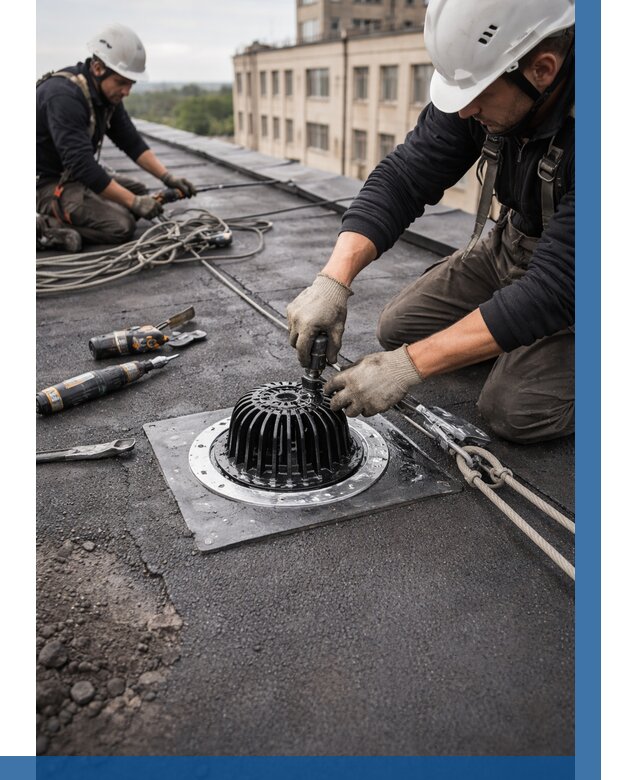 Установка водосточных воронок в Дубне цена от 3573 р. | ВЫСОТНИК-Дбн