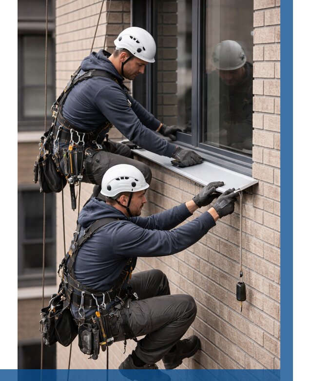 Монтаж оконных отливов под ключ в Дубне от 3573 р. | ВЫСОТНИК-Дбн