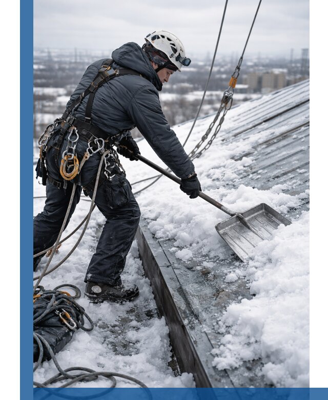 Профессиональная очистка кровли от снега и наледи в Дубне
