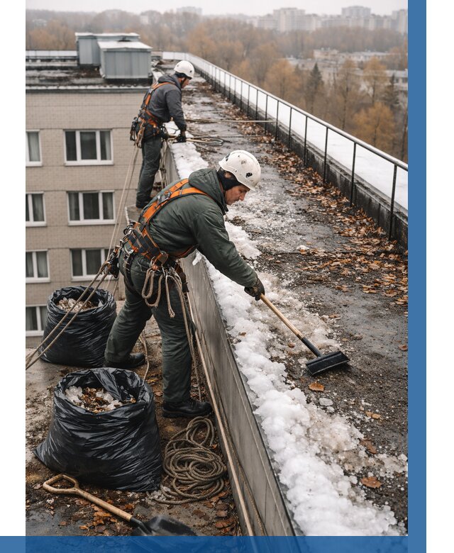 Очистка кровли по периметру в Дубне от 561 р. | ВЫСОТНИК-Дбн