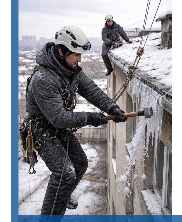 Сбивание и удаление сосулек с крыши в Дубне безопасно