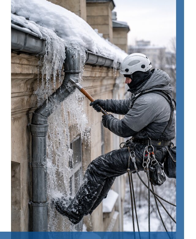 Очистка водостоков от льда в Дубне от 3573 р. | ВЫСОТНИК-Дбн