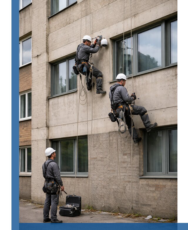 Монтаж фасадных камер видеонаблюдения в Дубне под ключ