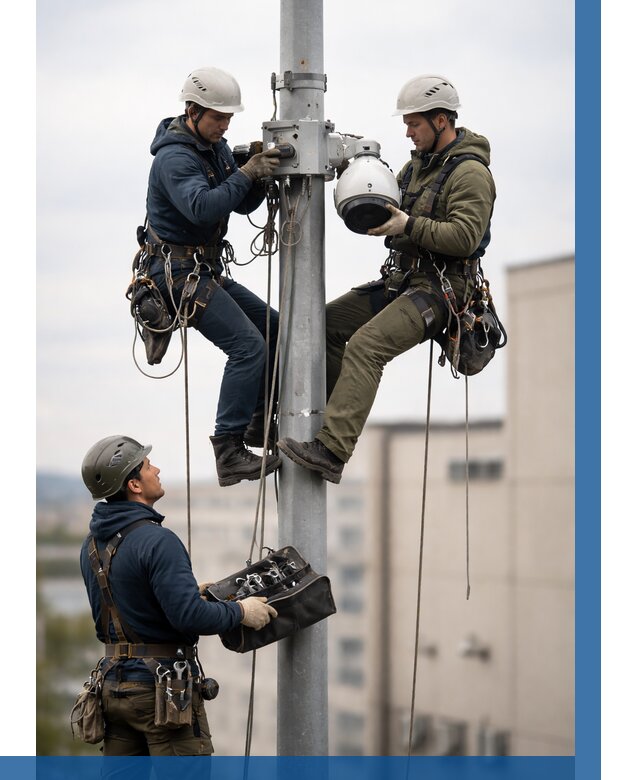 Установка видеокамер на мачте в Дубне от 8678 р. | ВЫСОТНИК-Дбн