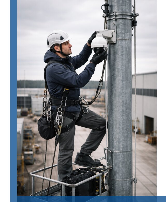 Профессиональная установка видеокамер на мачте в Дубне