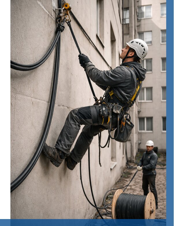 Протяжка кабеля питания на высоте в Дубне от 459 р. | ВЫСОТНИК-Дбн