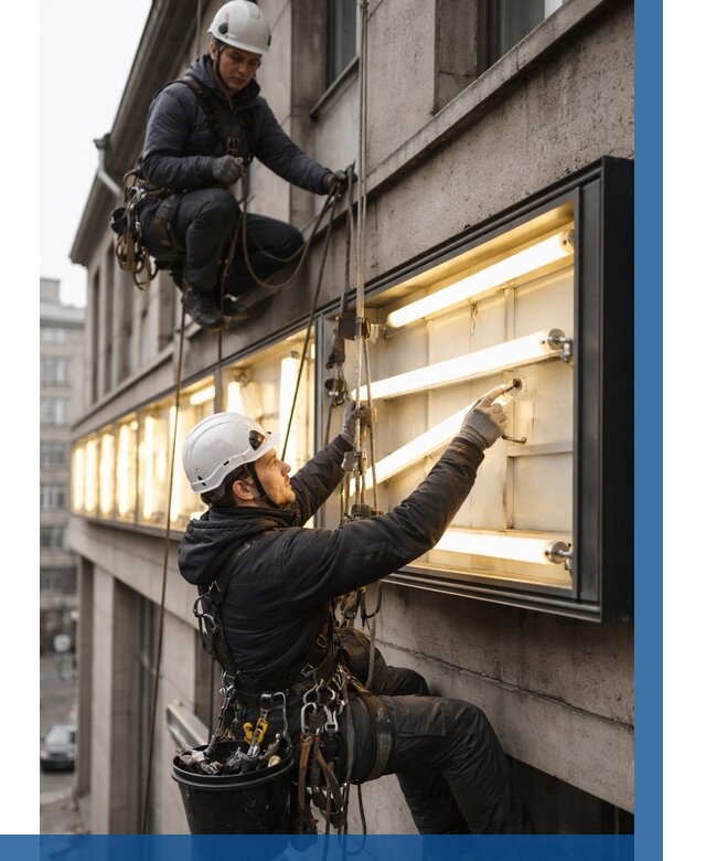 Замена ламп в вывеске в Дубне под ключ от 3573 р. | ВЫСОТНИК-Дбн