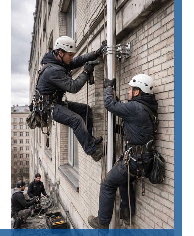 Монтаж флагштока на здании в Дубне от 6636 р. | ВЫСОТНИК-Дбн