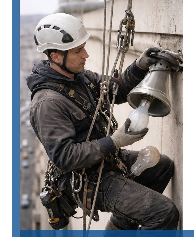 Замена ламп на высоте в Дубне профессионально и быстро