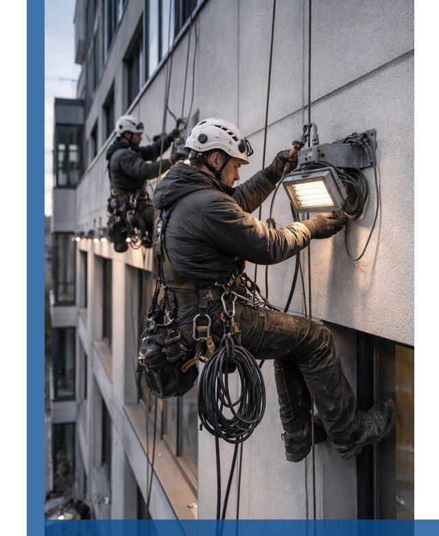 Монтаж фасадного освещения в Дубне установка и подключение