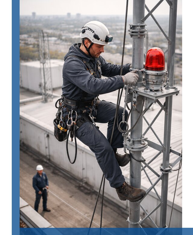 Монтаж заградительных огней и обслуживание объектов в Дубне