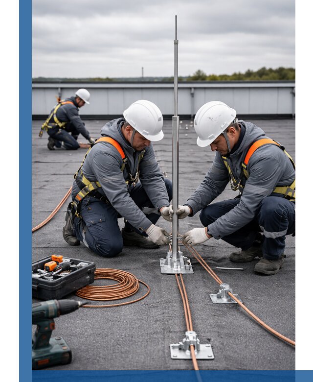 Монтаж молниезащиты на кровле в Дубне под ключ с гарантией