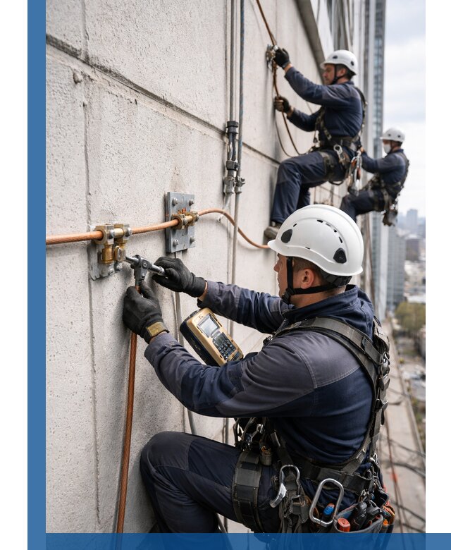 Монтаж системы заземления здания и молниезащиты в Дубне