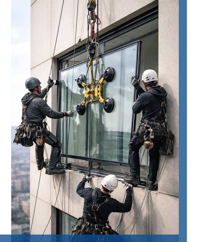 Монтаж стеклопакетов на высоте в Дубне от 3267 р. | ВЫСОТНИК-Дбн