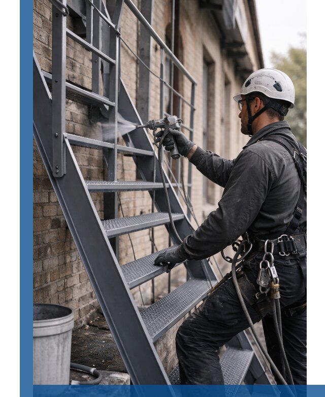 Покраска и антикоррозионная защита пожарных лестниц в Дубне