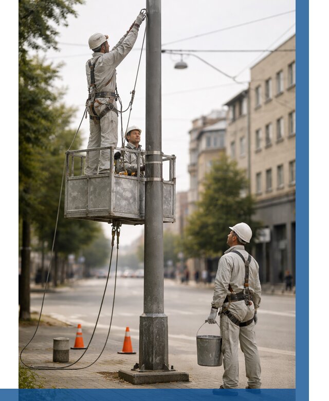 Покраска опор освещения в Дубне от 5105 р. | ВЫСОТНИК-Дбн