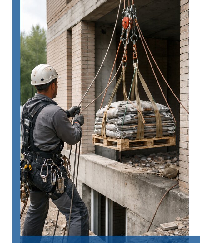 Подъем материалов на этаж веревками в Дубне оперативно