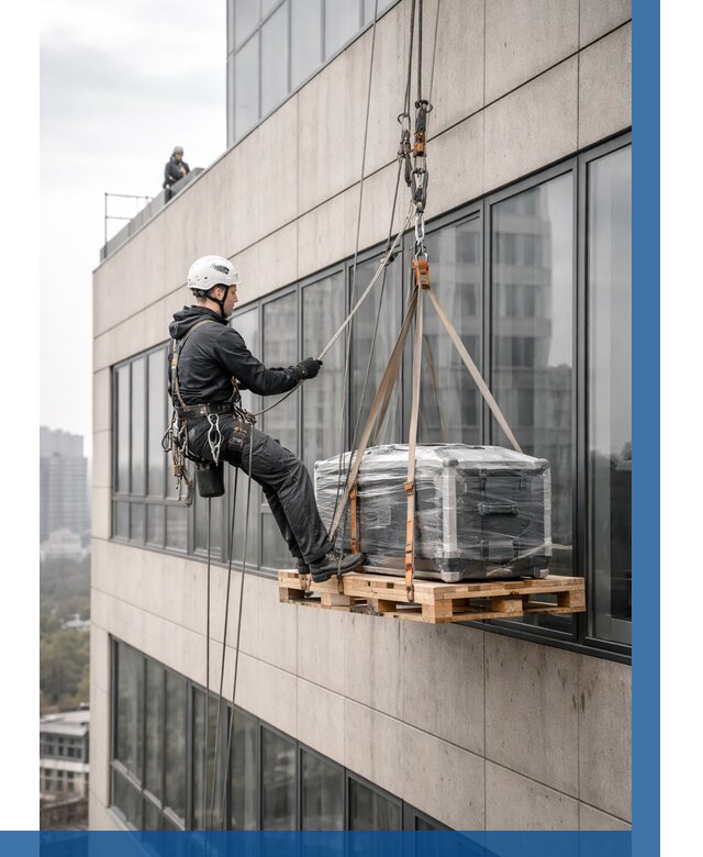 Спуск груза по фасаду в Дубне от 3573 р. | ВЫСОТНИК-Дбн