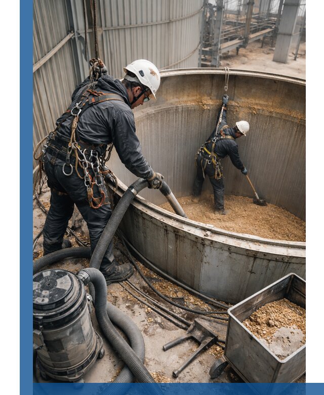 Профессиональная чистка зерновых бункеров в Дубне с выездом