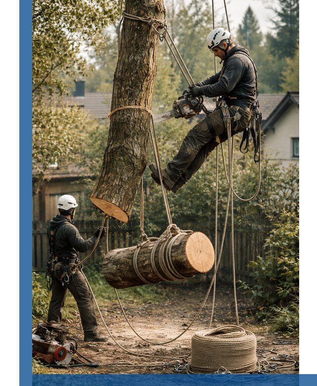Валка деревьев частями в Дубне, безопасно и аккуратно