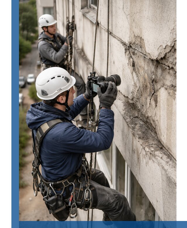 Фотофиксация дефектов фасада с высотной съемкой в Дубне