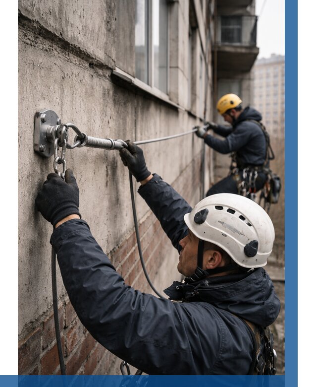 Монтаж анкерных линий в Дубне от 3063 р. | ВЫСОТНИК-Дбн